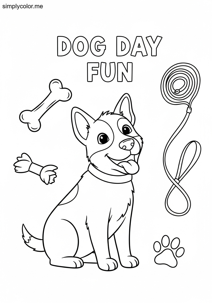 Dog day coloring page printable for pet lovers