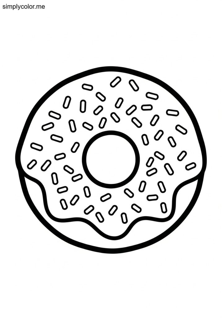 Donut color page sweet frosted treat and sprinkle