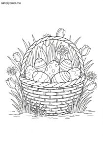 Easter basket coloring page springtime egg hunt celebration