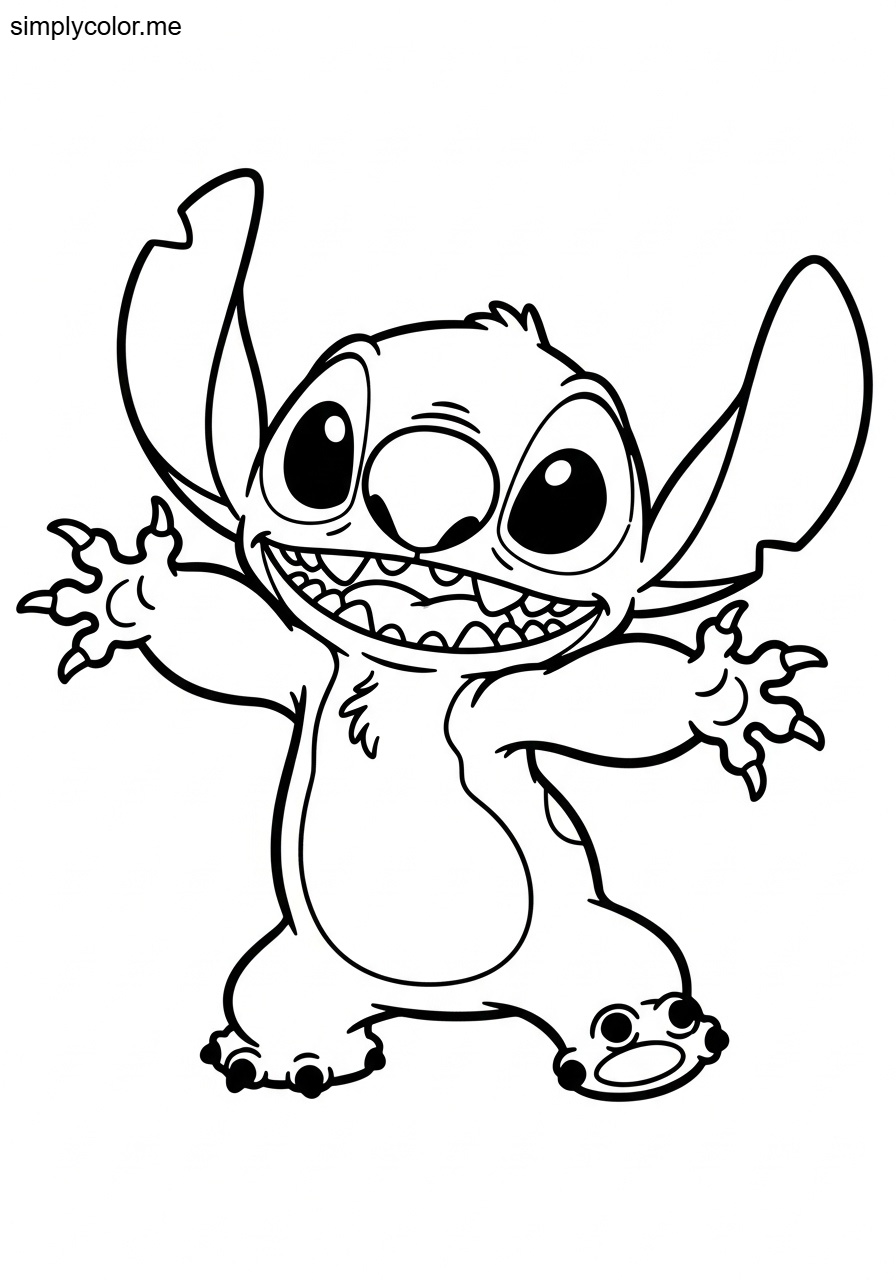 Easy Stitch coloring page simple alien experiment 626 design
