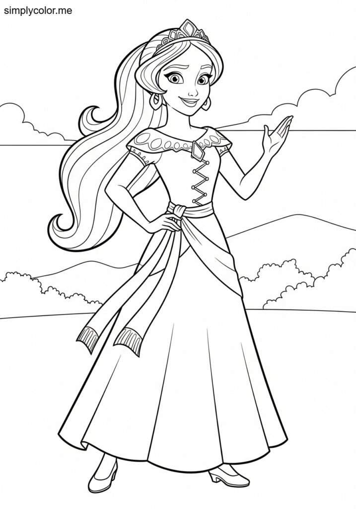 Elena of Avalor coloring page latina princess adventure