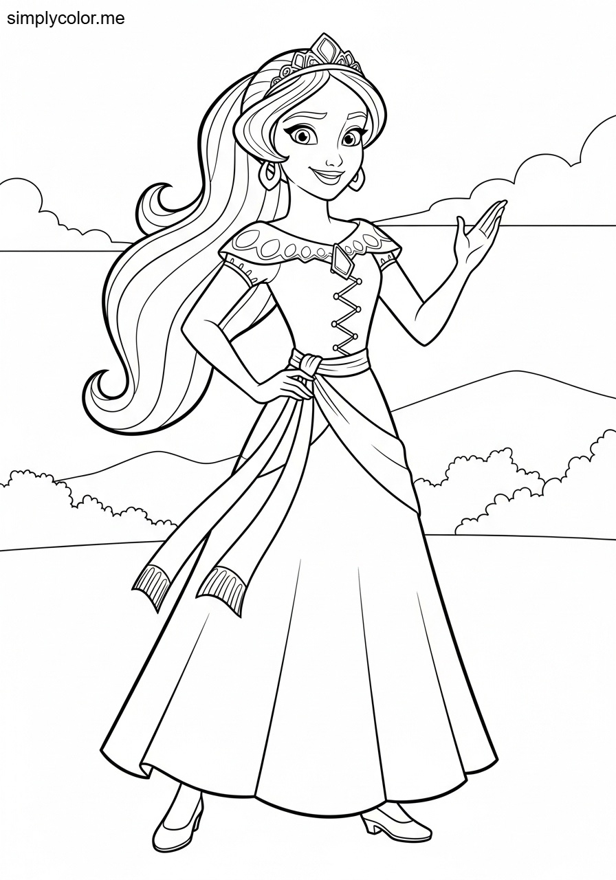 Elena of Avalor coloring page latina princess adventure