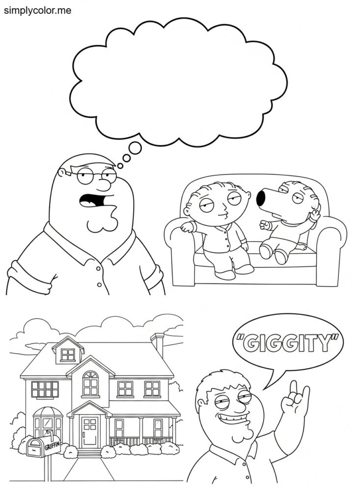 Family Guy coloring page animated sitcom character for adult
