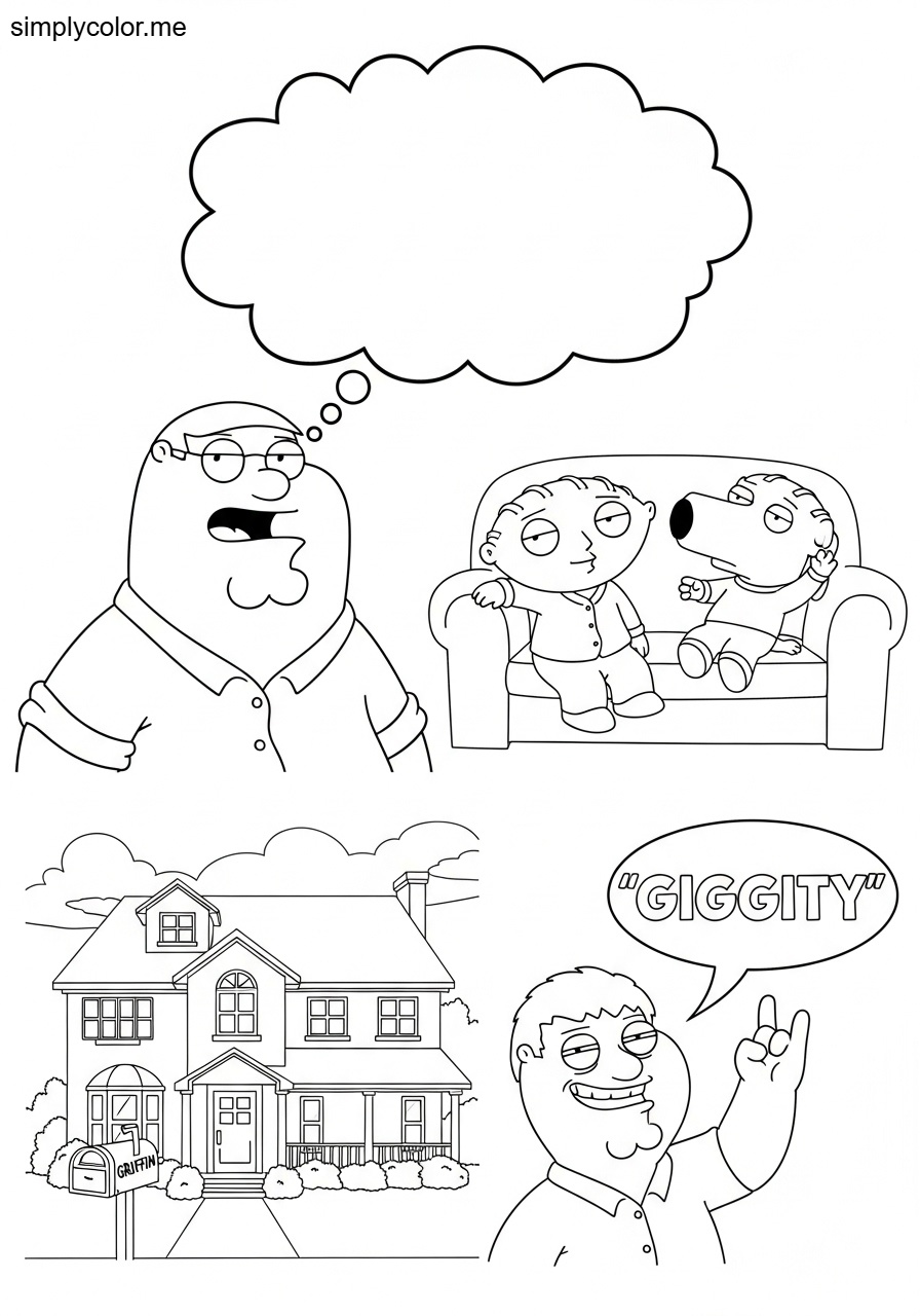 Family Guy coloring page animated sitcom character for adult