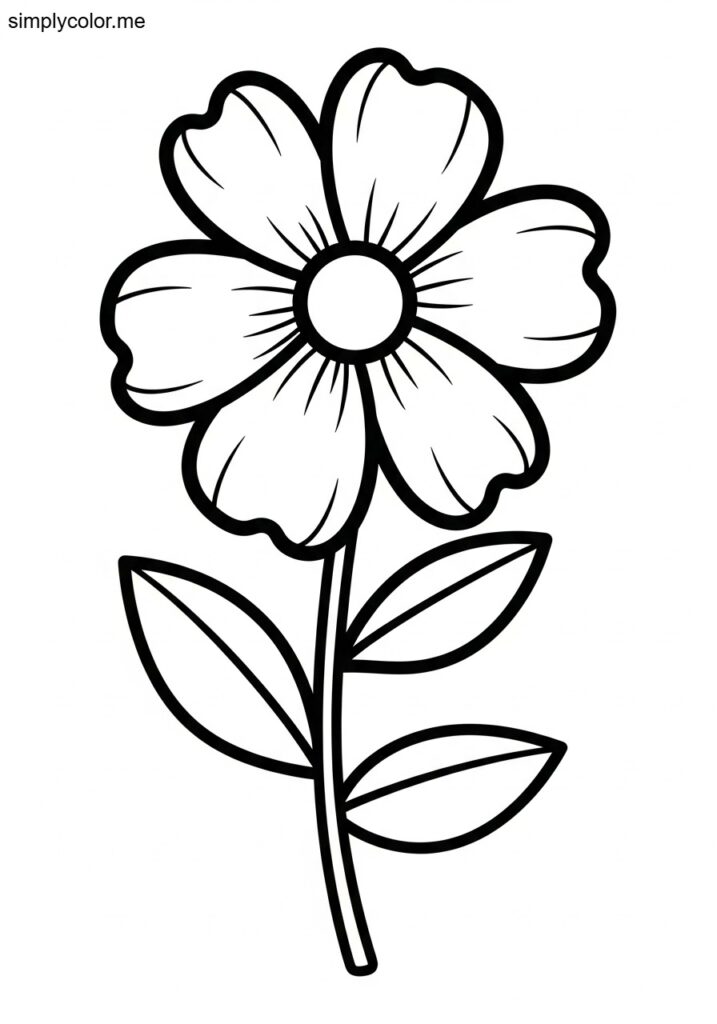 Flower coloring page to print for kids and adults