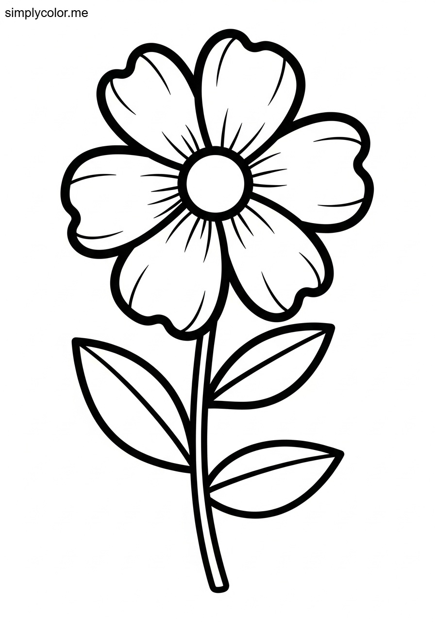 Flower coloring page to print for kids and adults