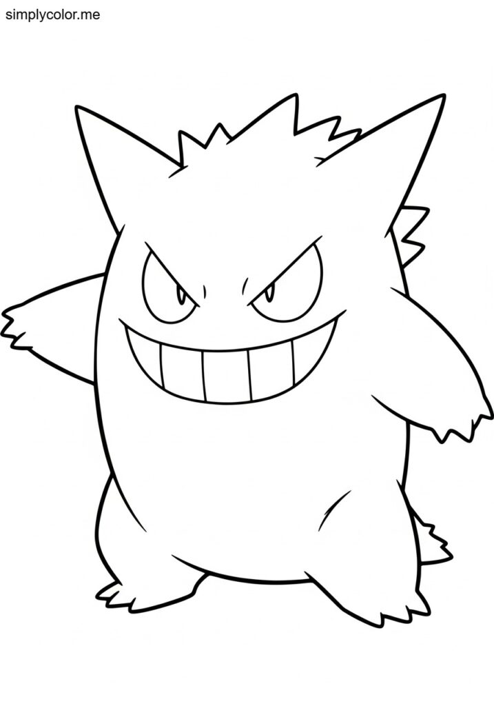 Gengar coloring page printable for Pokémon fans