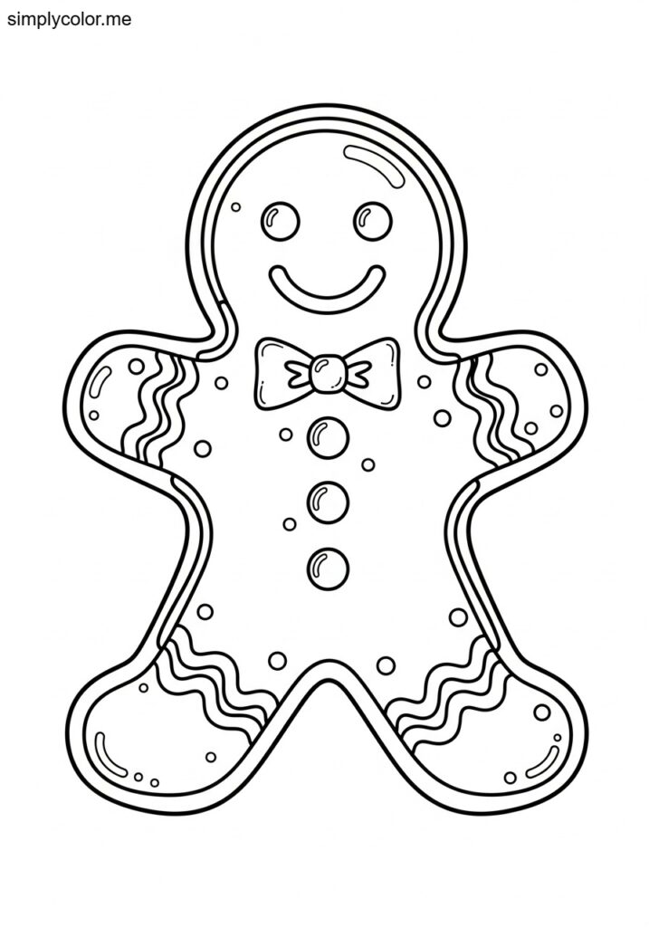 Gingerbread christmas coloring page sweet holiday cookie design