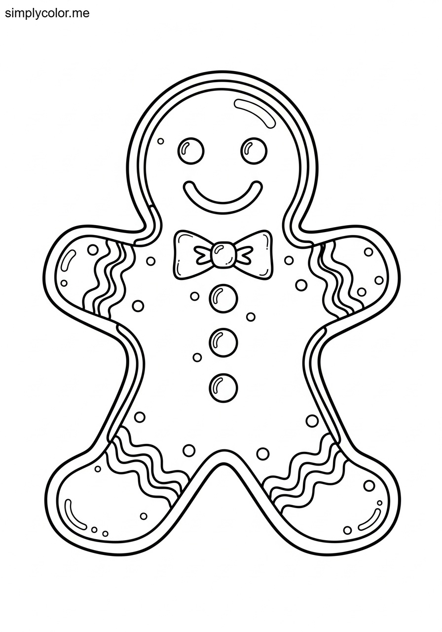Gingerbread christmas coloring page sweet holiday cookie design
