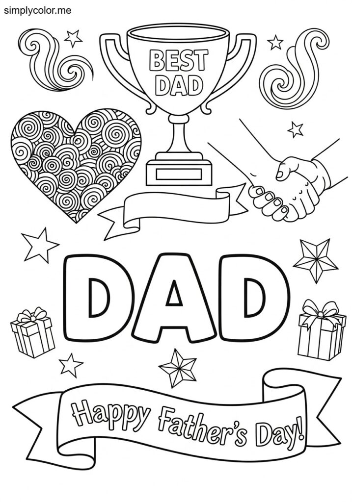 Happy Fathers Day coloring page dad appreciation and family love
