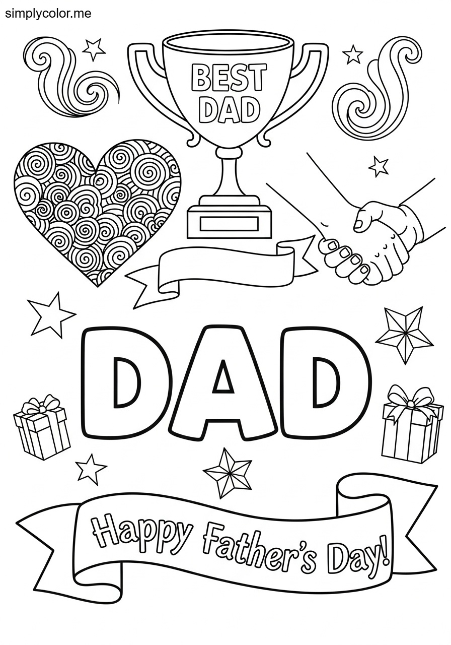 Happy Fathers Day coloring page dad appreciation and family love