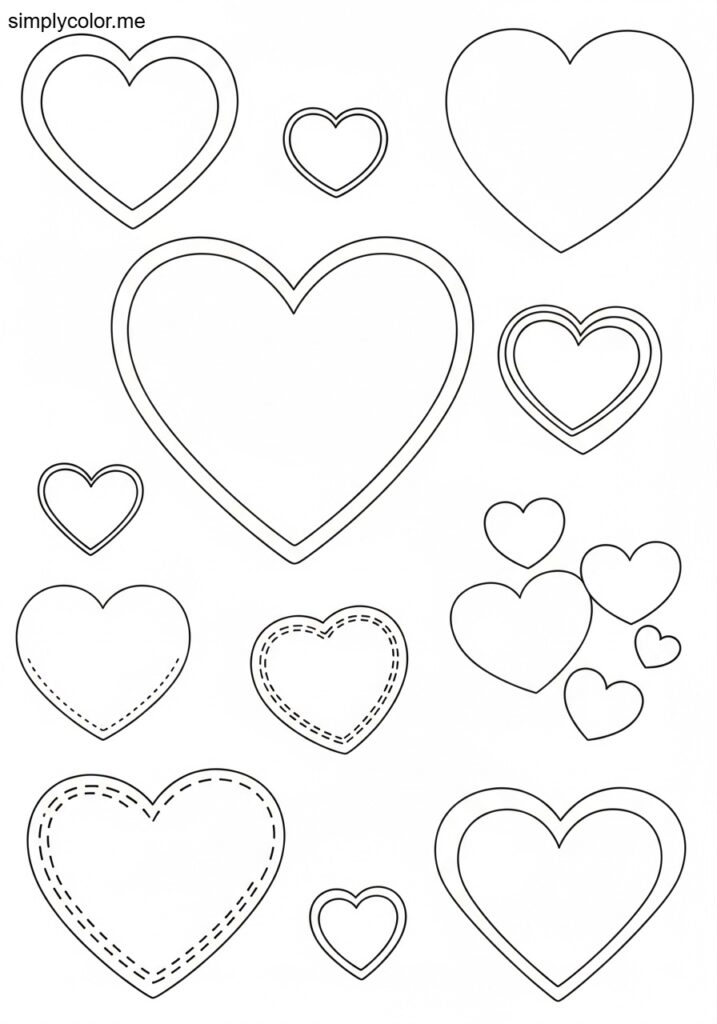 Heart color page printable for Valentine’s Day crafts