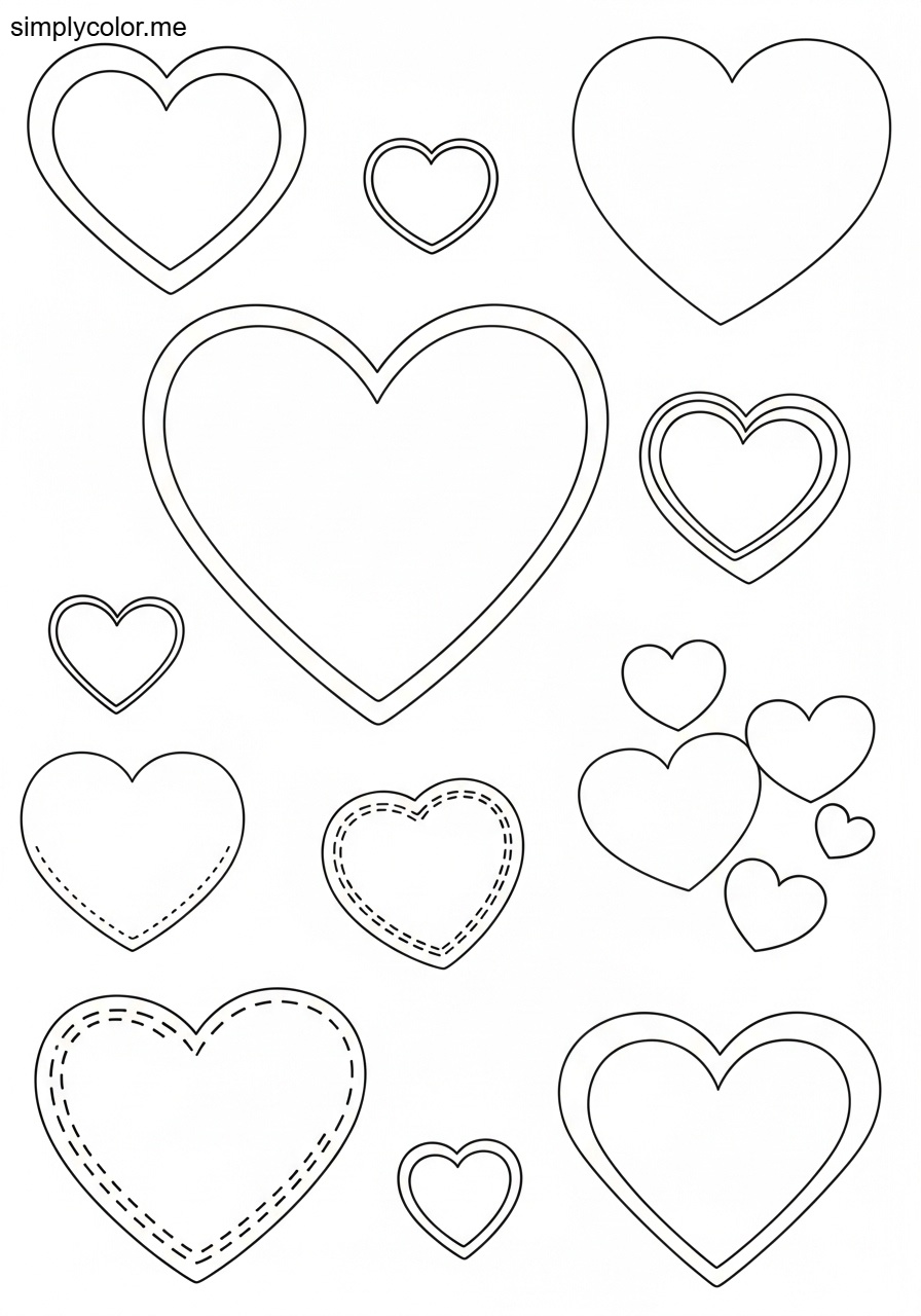 Heart color page printable for Valentine’s Day crafts