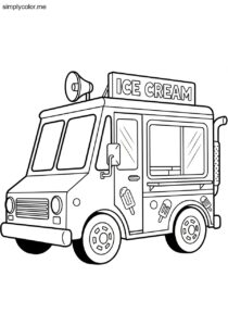 Ice cream truck coloring page printable for kids