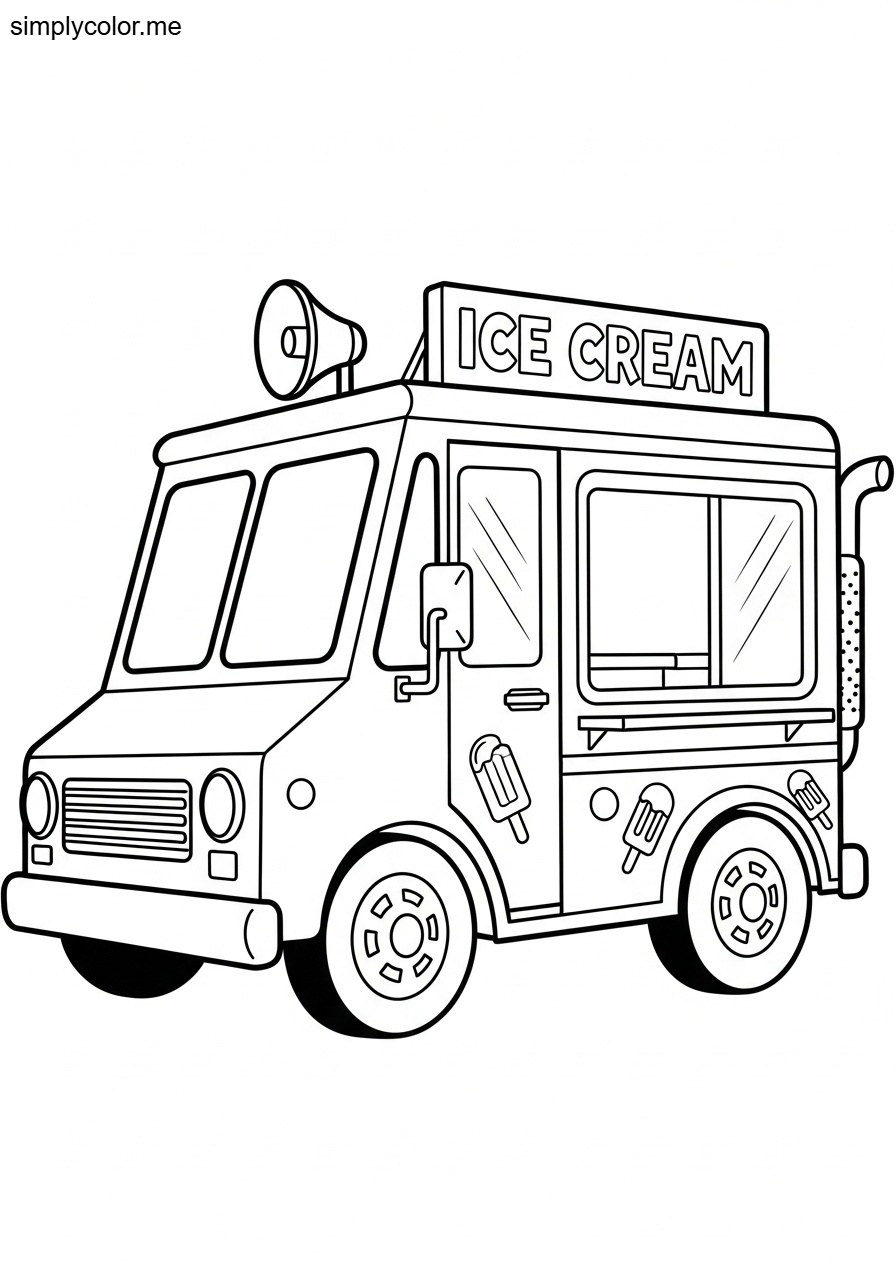 Ice cream truck coloring page printable for kids