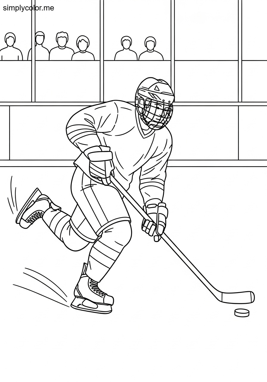 Ice hockey coloring page winter sport and skating action