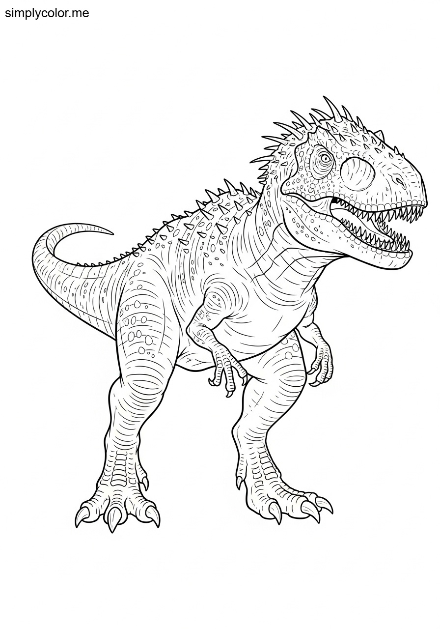 Indominus Rex color page Jurassic World hybrid dinosaur