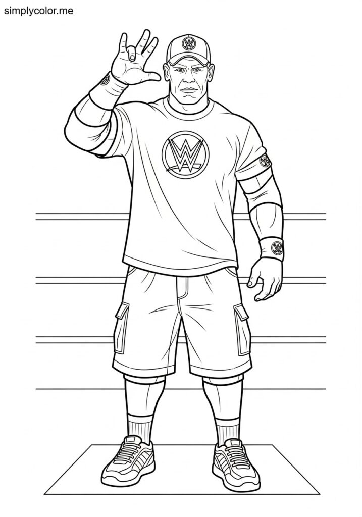 John Cena coloring page WWE champion wrestler you cant see
