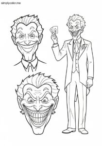 Joker coloring page featuring the famous comic villain