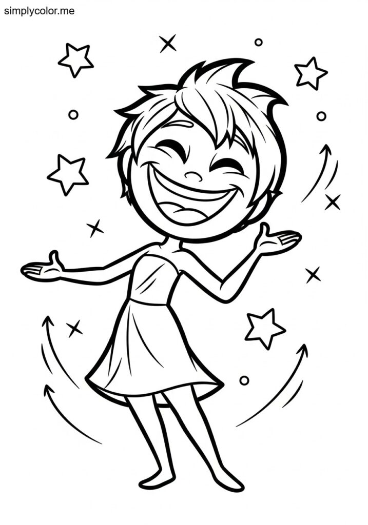 Joy coloring page Inside Out emotion character design