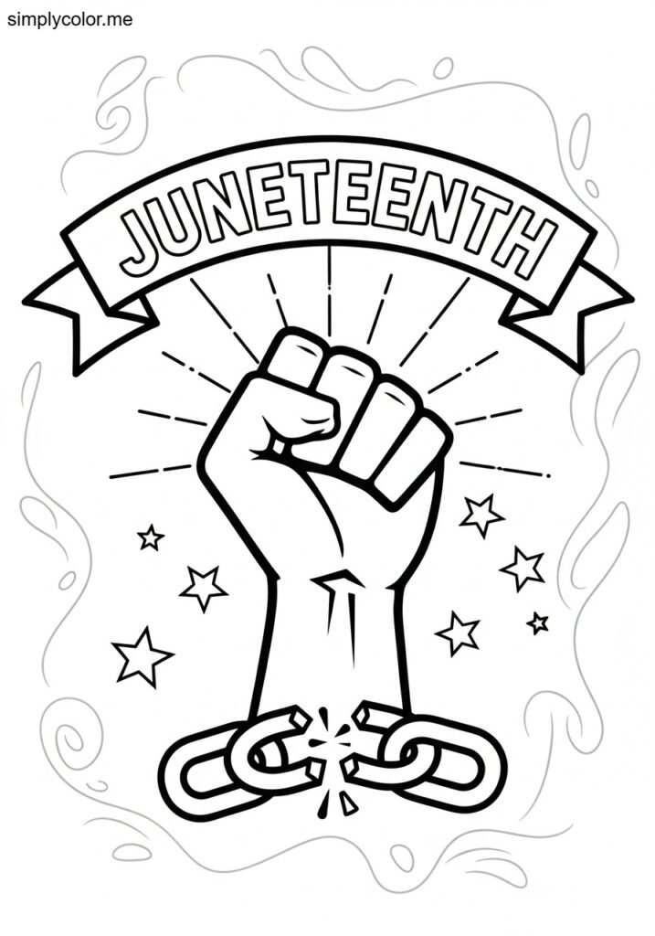 Juneteenth coloring page to celebrate freedom and history