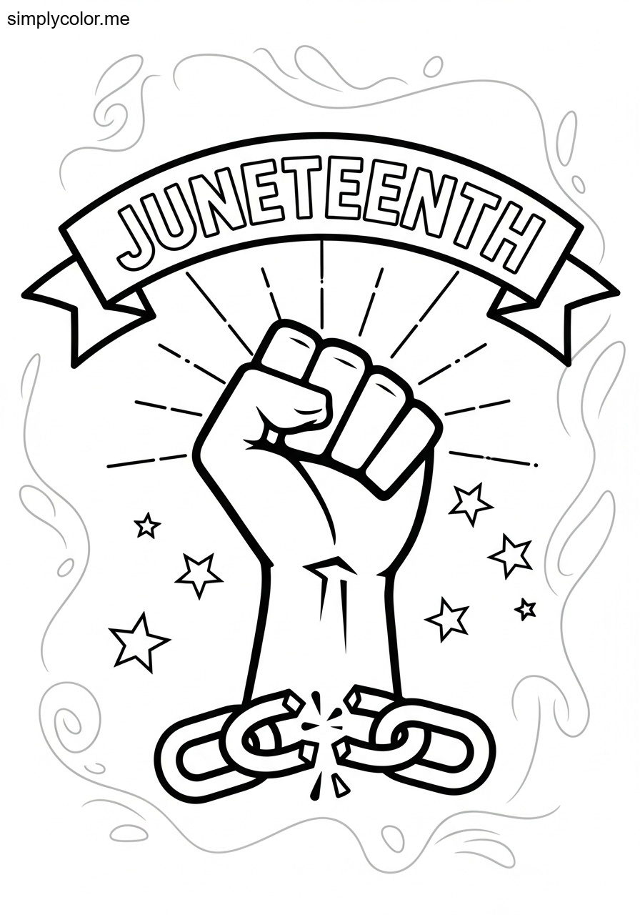 Juneteenth coloring page to celebrate freedom and history