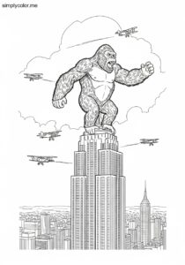 King Kong color page giant ape monster movie scene