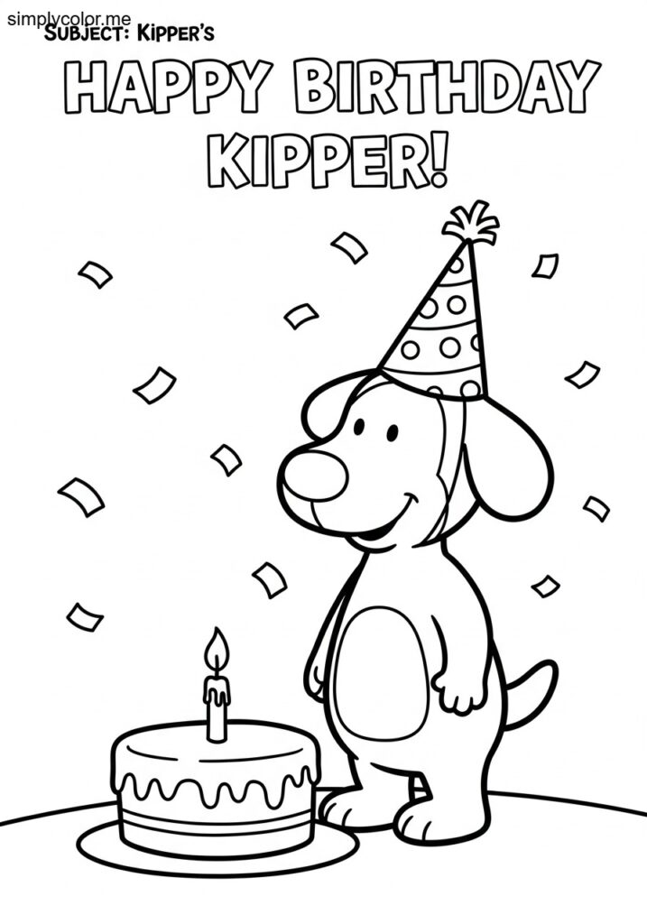 Kipper's birthday Kipper coloring page printable for kids