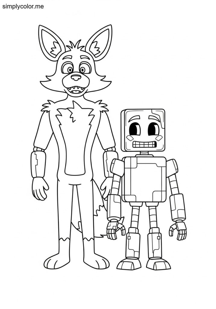Lanky Box coloring page youtube gaming duo Foxy and Boxy