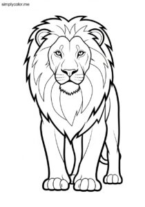 Lion coloring book page printable for wildlife lovers