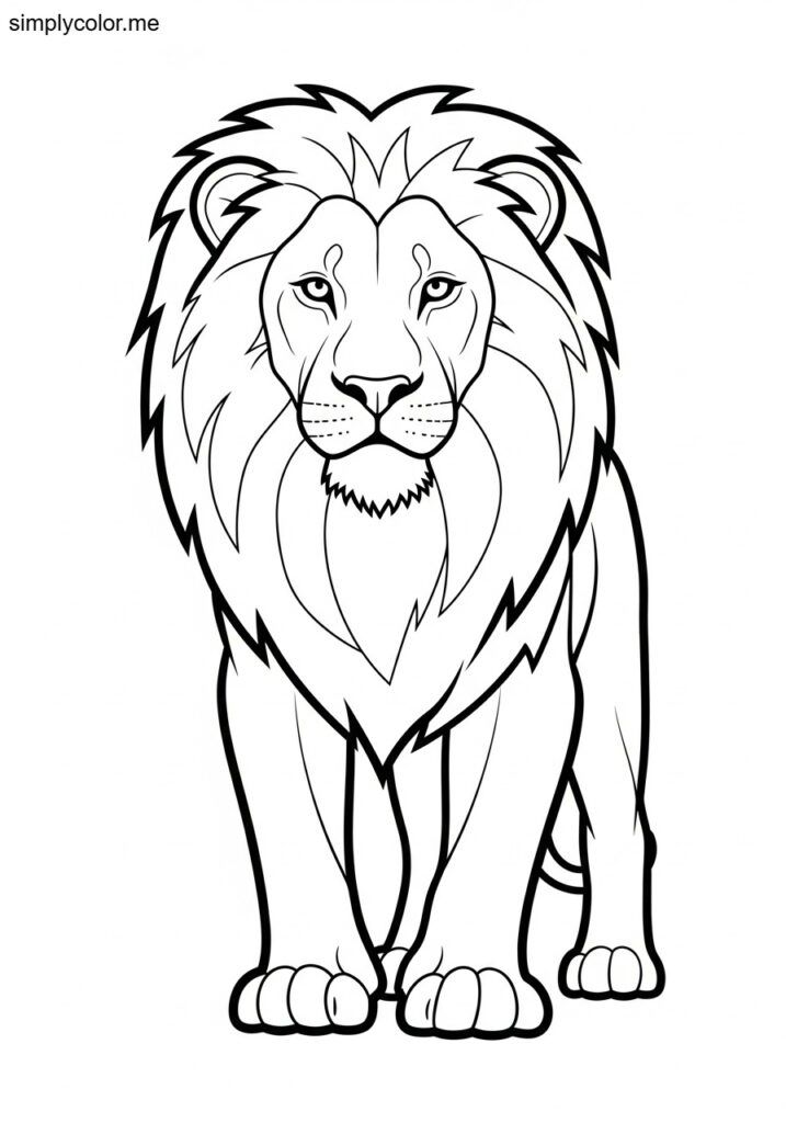 Lion coloring book page printable for wildlife lovers