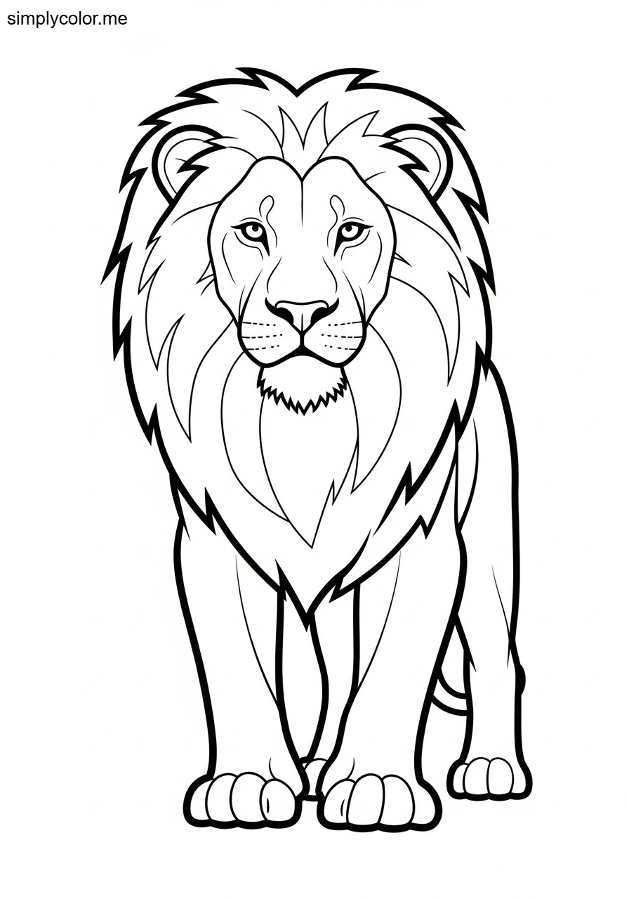Lion coloring book page printable for wildlife lovers