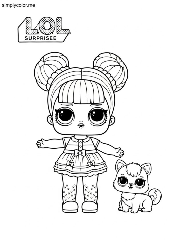Lol coloring page printable surprise doll and pet