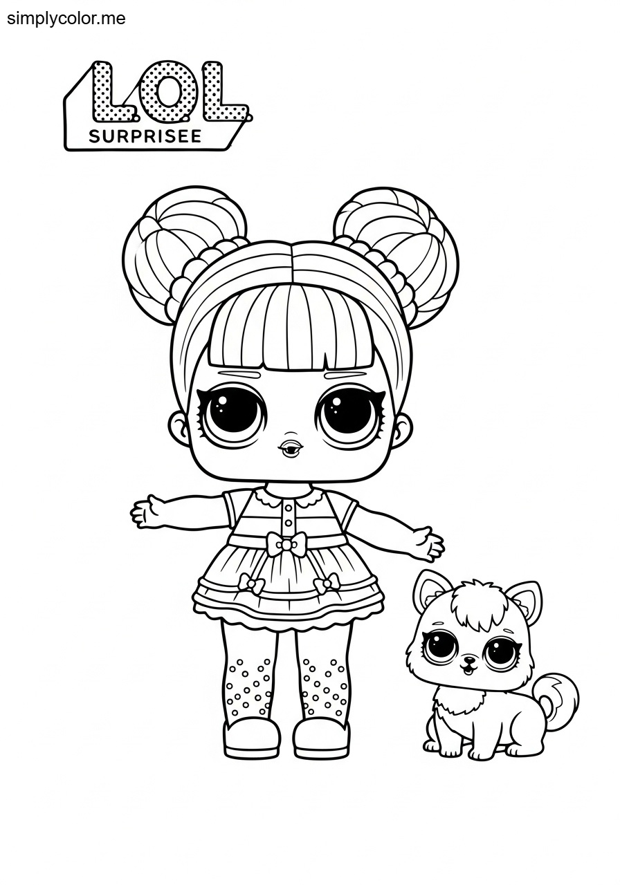 Lol coloring page printable surprise doll and pet