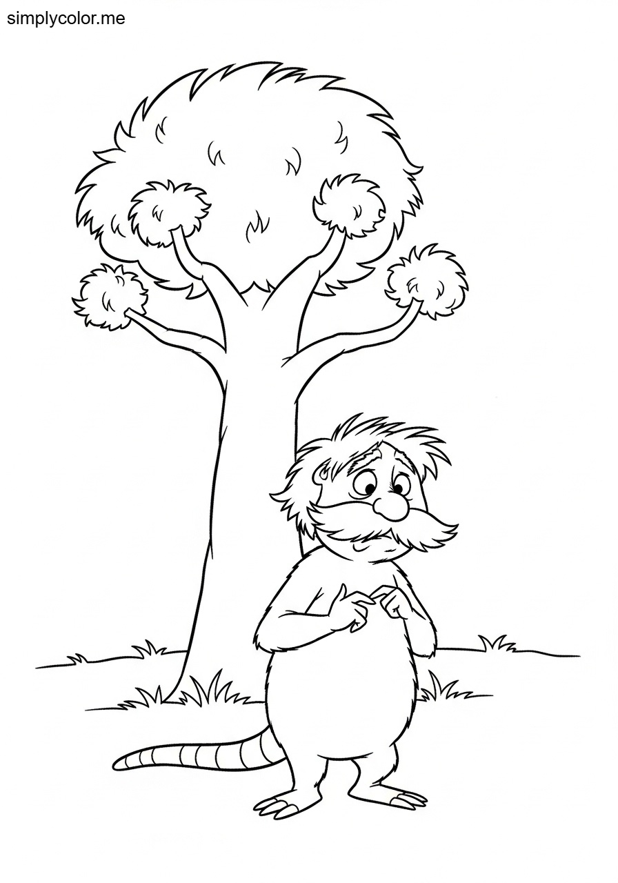 Lorax coloring page Dr Seuss environmental hero speaks for tree