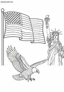 Patriotic coloring page american pride and flag waving celebration
