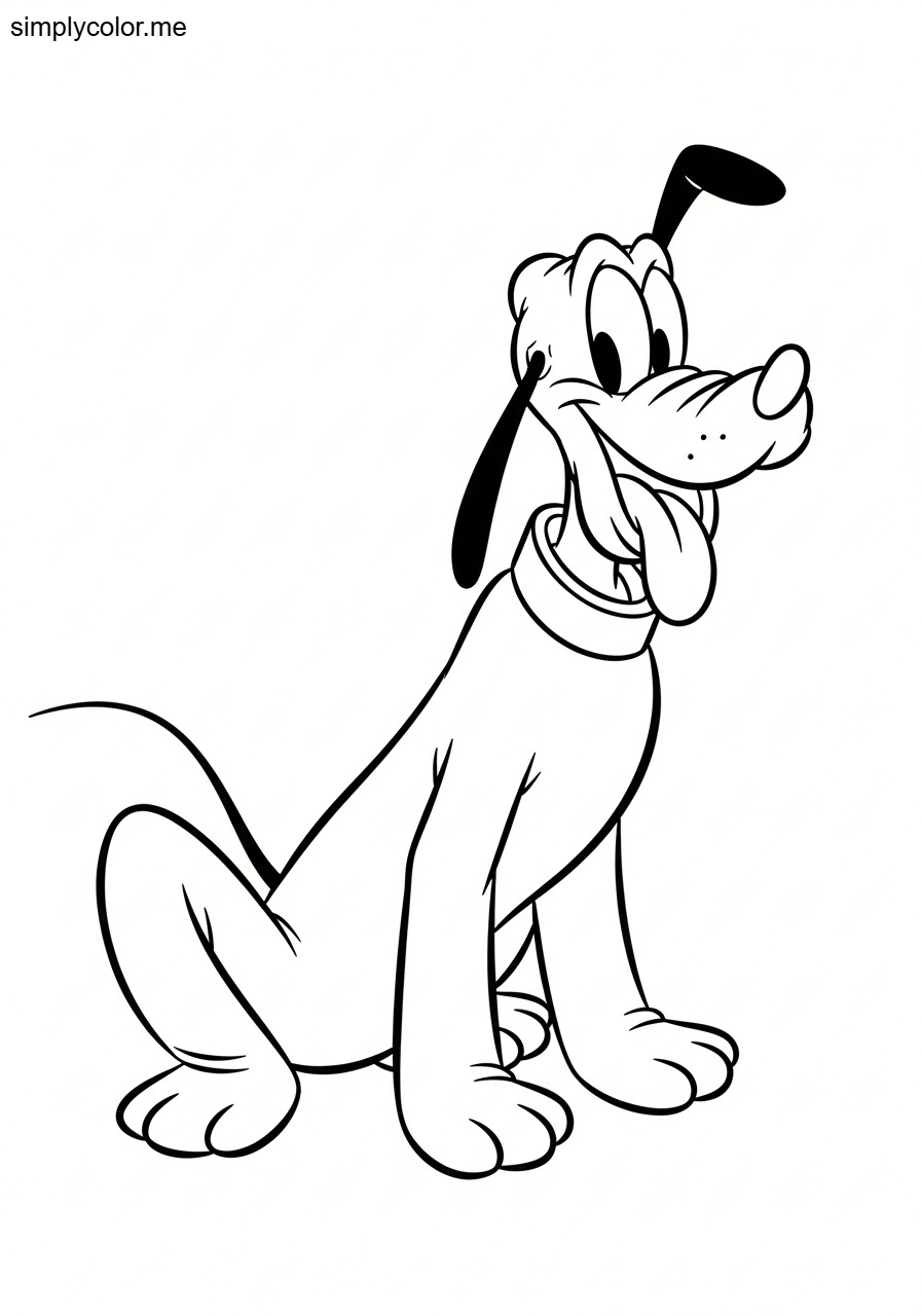 Pluto coloring page Disney Mickey Mouse faithful dog companion