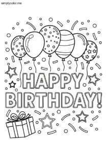 Printable birthday coloring page celebration card for special day