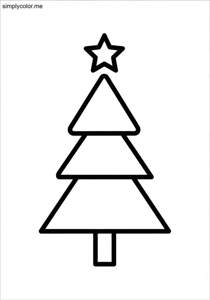 Printable christmas tree coloring page holiday decoration design