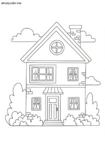 Printable house coloring page home architecture for kid