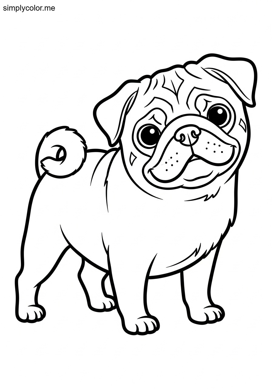 Pug coloring page printable for dog lovers