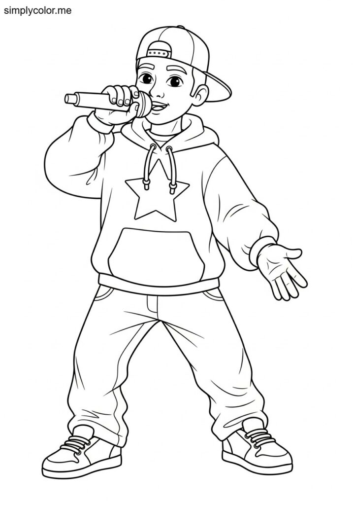 Rapper coloring page printable for music fans