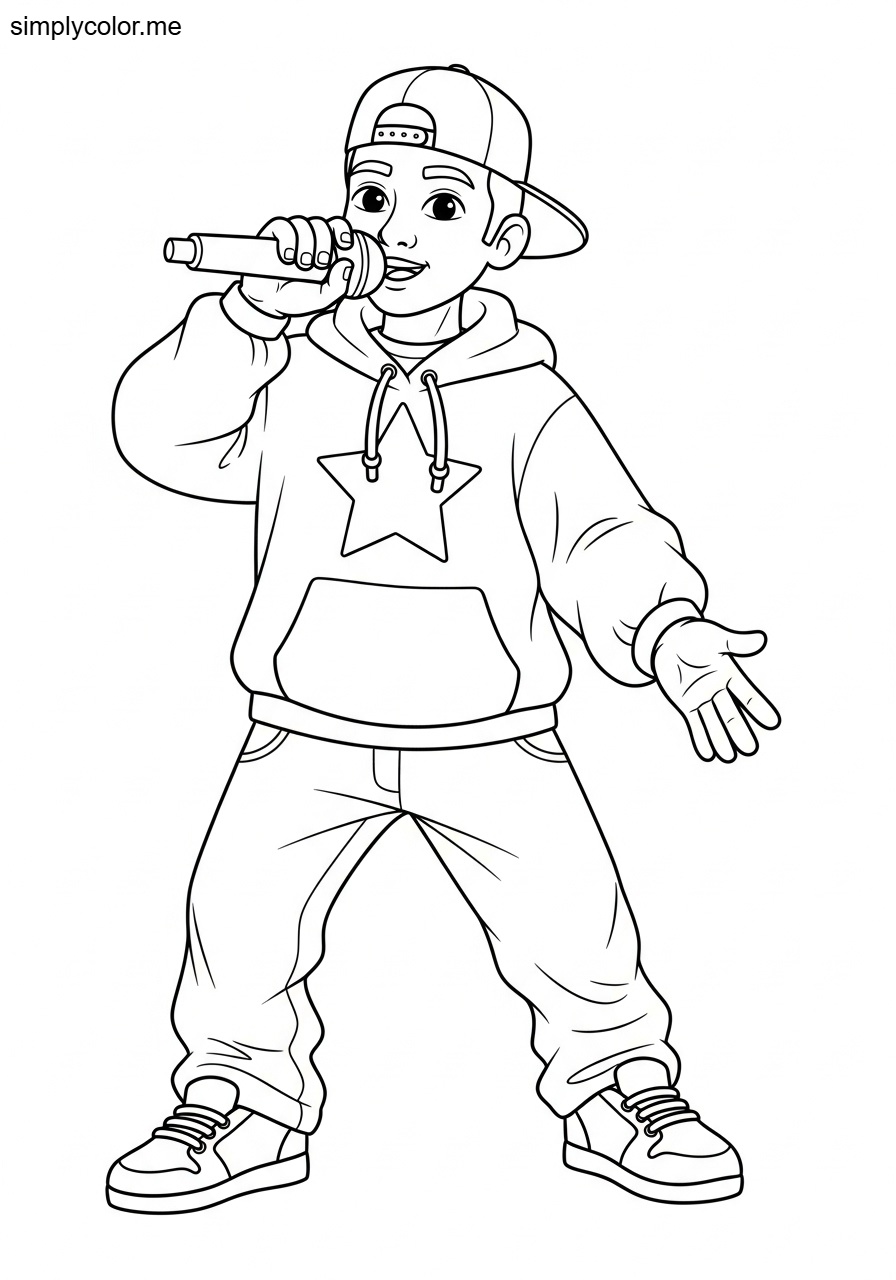Rapper coloring page printable for music fans