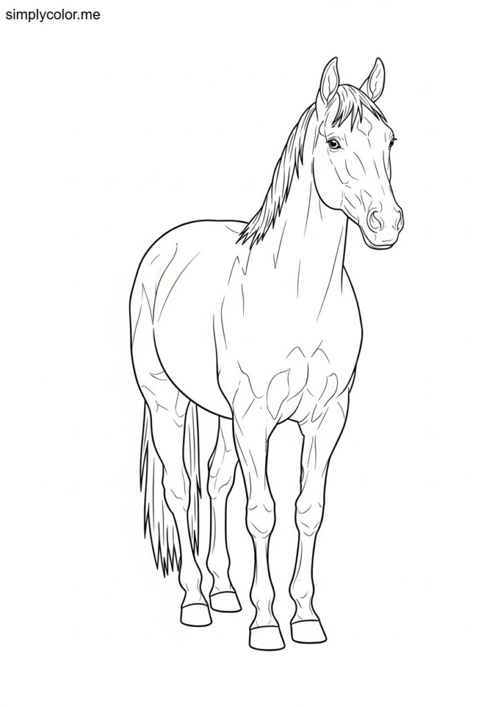 Realistic horse coloring page for animal art lovers