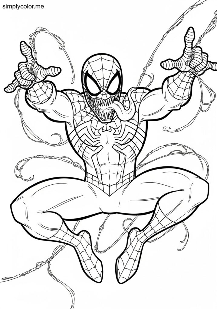 Spiderman Venom coloring page web slinger and alien costume