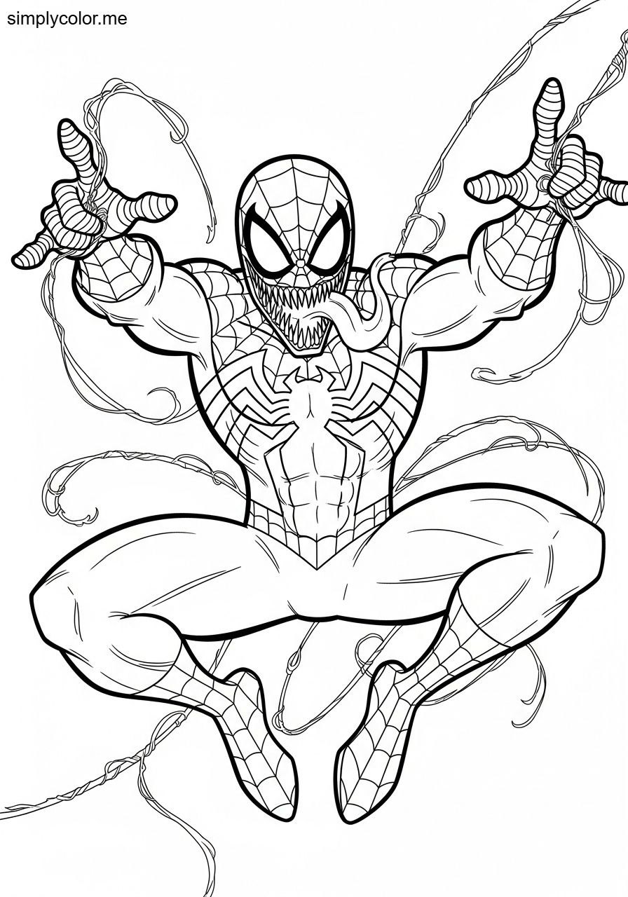 Spiderman Venom coloring page web slinger and alien costume