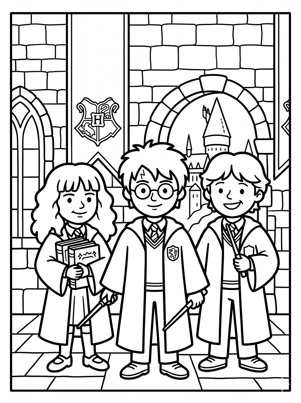 Harry Potter and friends coloring page