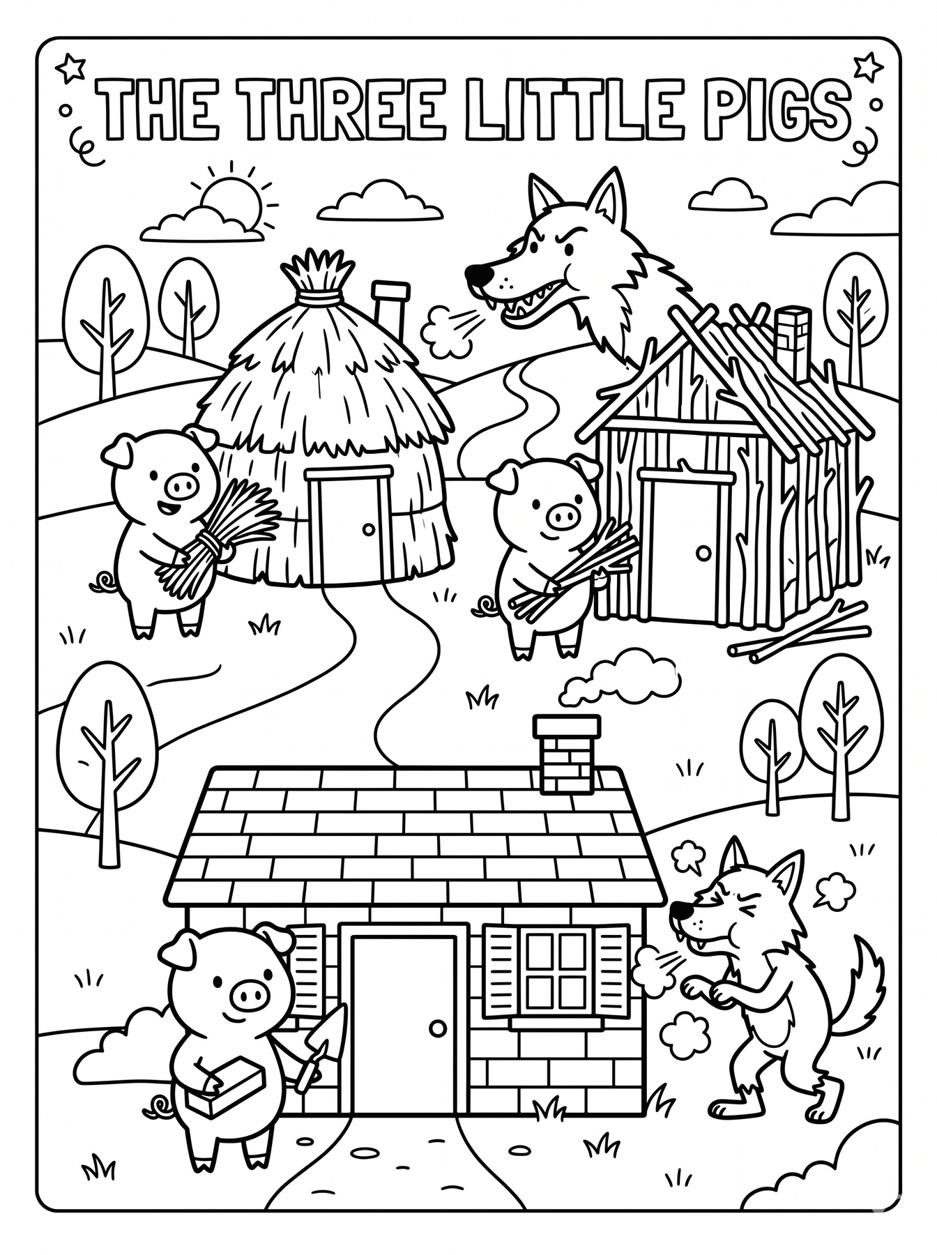 Three Little Pigs coloring page
